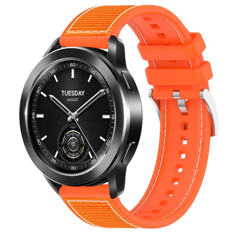 xDfind orange hybrid nylon-braid silicone watch band on a round smartwatch