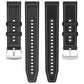 Black hybrid watch band shown as four strap sections with stitched nylon and silicone details.