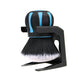 Car interior cleaning brush with soft black bristles and sky blue handle accents