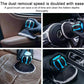 Car interior cleaning brush scrubbing a car surface with soft black bristles