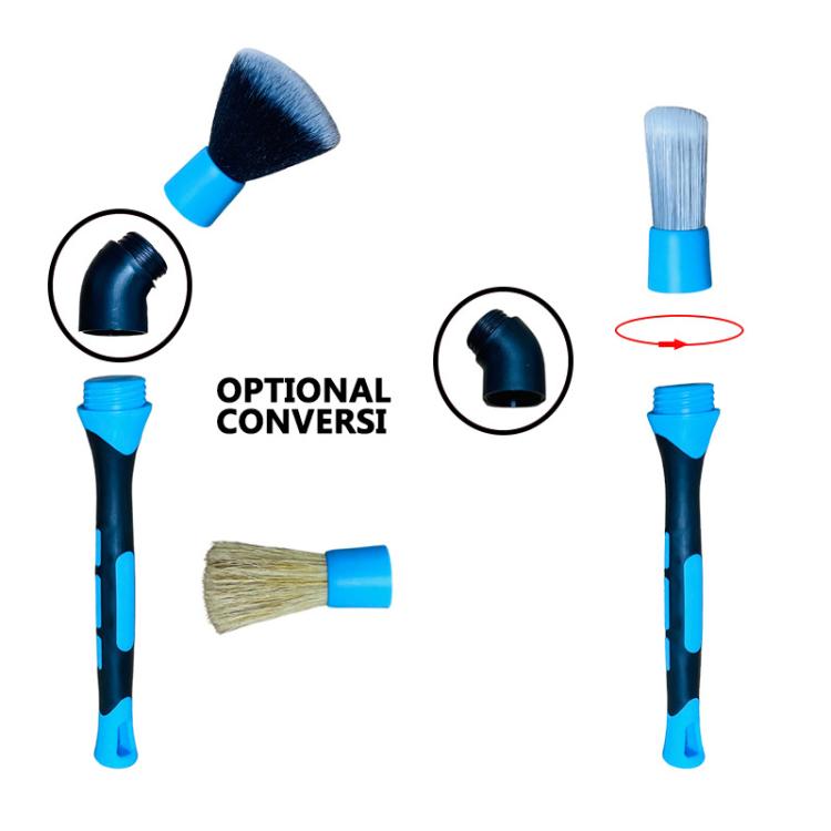 Car cleaning brush with optional elbow connector for flexible detailing