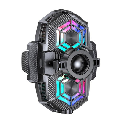 RGB ball heat-dissipation phone holder base with vented housing and multicolor LED rings