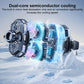 Dual-core semiconductor cooling phone holder with LED vents and rotating black ball joint