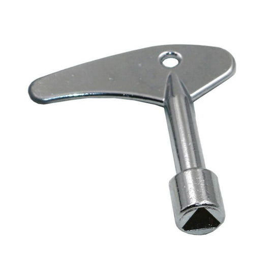 Water meter valve key wrench with flat triangular handle and hex socket