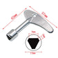 Water meter valve key wrench with size indicators and hex socket drive