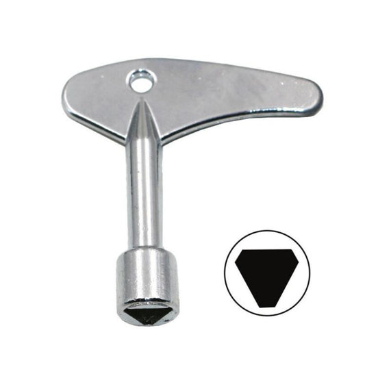 Water meter valve key wrench with hex drive tip and triangular bar