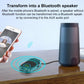 Bluetooth AUX audio adapter transforming to Bluetooth speaker, compact dark capsule with LED