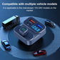 Car Bluetooth hands-free charger with LCD voltage display, dial control, and USB ports