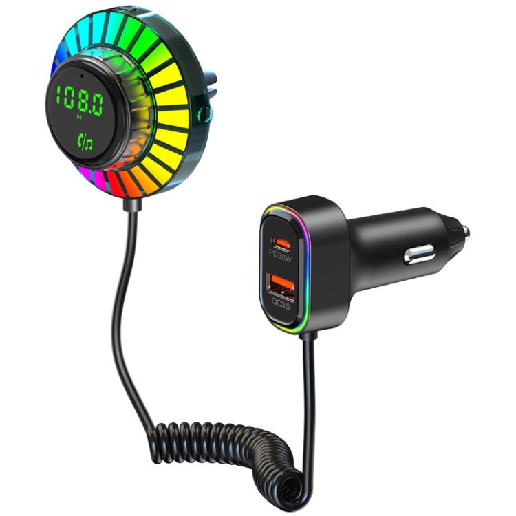 Car Bluetooth hands-free charger with vent clip and colorful LED display ring