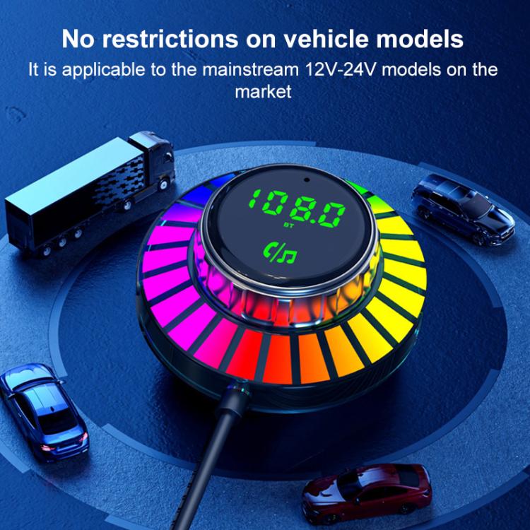 Car Bluetooth hands-free charger with colorful LED ring and dashboard mounting base