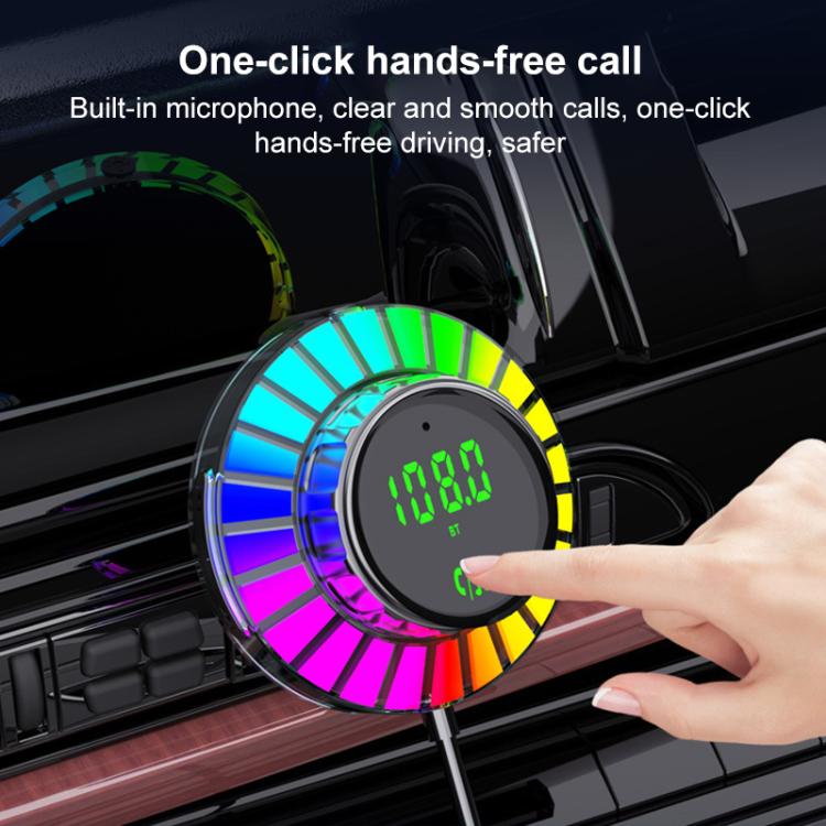 Car Bluetooth hands-free charger with touchable LED display ring in car dashboard