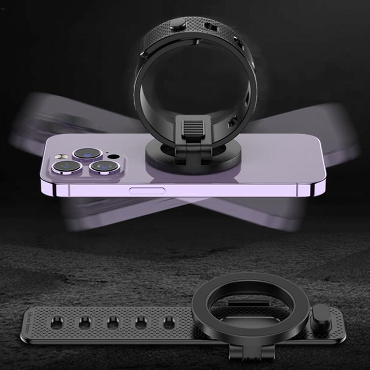 Black MagSafe magnetic holder ring base with stand mounting strap