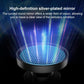 Curved round silver-plated mirror lens with black outer housing
