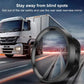 Wide-angle convex rear seat blind spot mirror with black frame and curved glass