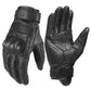 Retro motorcycle leather touch screen full-finger gloves, smooth black style