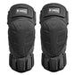 Black motorcycle knee pads with vented hard protectors and hook-and-loop strap