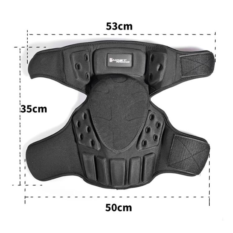 Black motorcycle knee pads with hard front shell and flexible padded outer panels