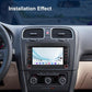 Android car navigation stereo installed in car dashboard center console with touchscreen