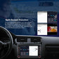 Android car head unit with 9-inch touchscreen showing split-screen layout