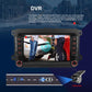 Android car head unit with 9-inch touchscreen showing DVR recording view