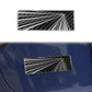 Rectangular black carbon-fiber style sticker with white radial burst and diagonal rays