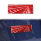 Rectangular red carbon-fiber style sticker with white radial burst pattern on car panel