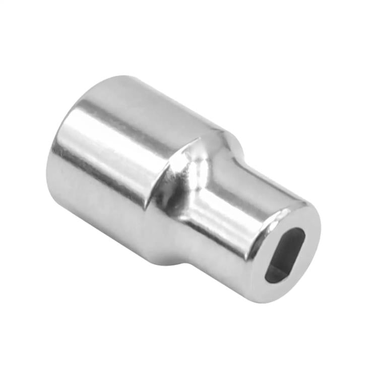 Cylindrical chrome shock absorber socket tool with square recess and hollow end
