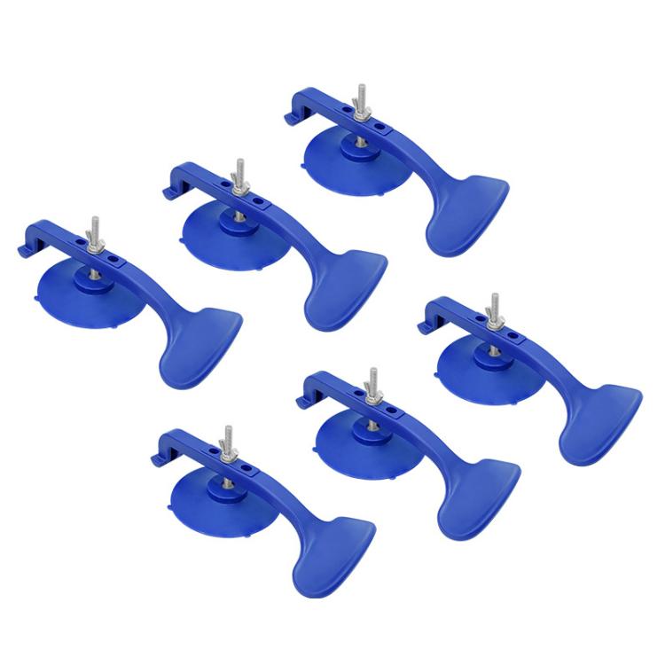 Blue suction cup glass mounting clamps with screw posts, 6-pack set