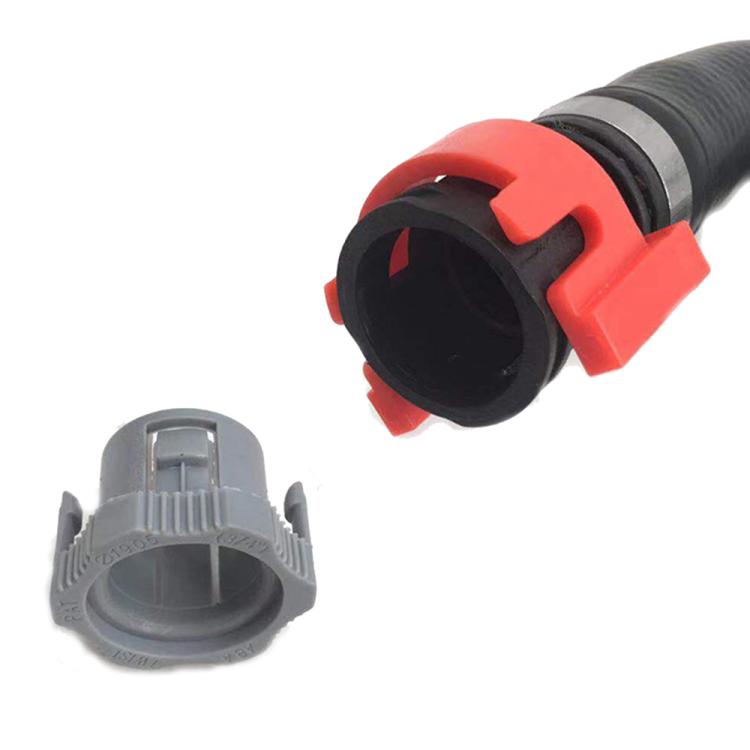 Heater hose disconnect tool with red latch and gray connector end