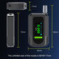 Compact breath alcohol tester size diagram with screen, nozzle, and height markers