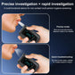 Handheld alcohol tester in use by blowing into the mouthpiece with %BAC display
