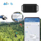 Waterproof GPS dog collar locator with black tracker and phone showing tracking route