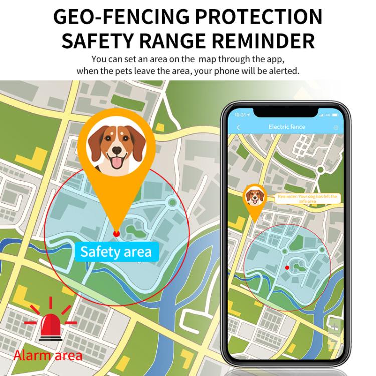 Waterproof GPS dog collar locator with phone map for safety area and alarm area
