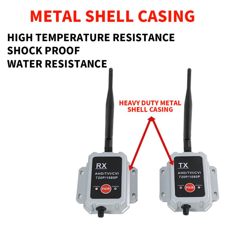 Metal shell casing wireless TX and RX modules with heavy-duty grey enclosure
