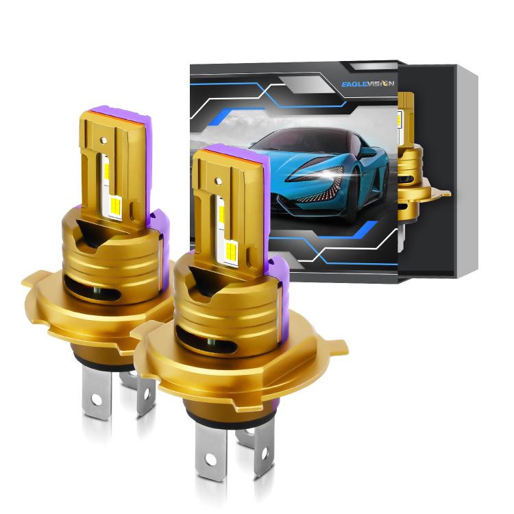 LED headlight bulbs, gold base, two-pack with visible LED modules