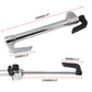Extendable steering wheel lock with chrome bar and black clamp ends, length shown