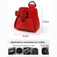 Red car air vent hanging storage bag with hook handle, front buckle, and side strap