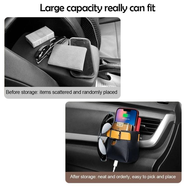 Car air vent hanging storage bag with roomy compartment for phone and small items