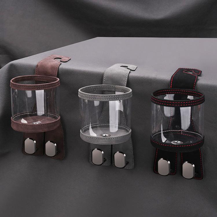 Set of car back seat cup holders with clear sleeves and dual hanger hooks