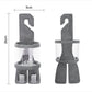 Grey car seat cup holder with clear cup sleeve and dual hanging hooks