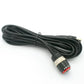 Coiled black USB cable with circular connector and USB-A end