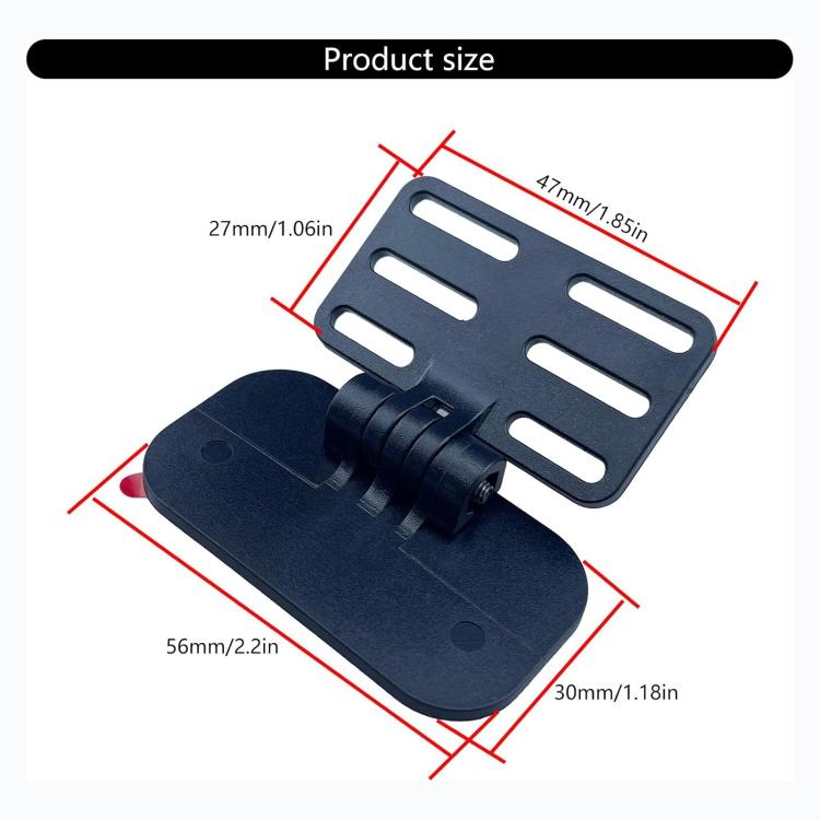 Black rear camera adhesive mounting bracket, showing overall size