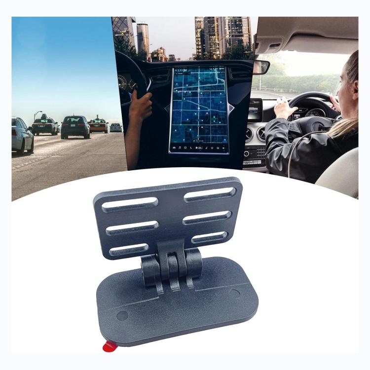 Black rear camera adhesive mounting bracket with flat base and clamp