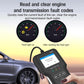 Car diagnostic scanner connected to vehicle, handheld display for reading and clearing codes