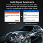 Car fault code diagnostic scanner with on-screen repair help layout and navigation buttons