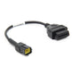 Black adapter cable with 4-pin Kubota plug and 16-pin OBD connector, angled