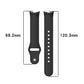 Black silicone watch band pieces with length measurements of 98.2 mm and 120.3 mm