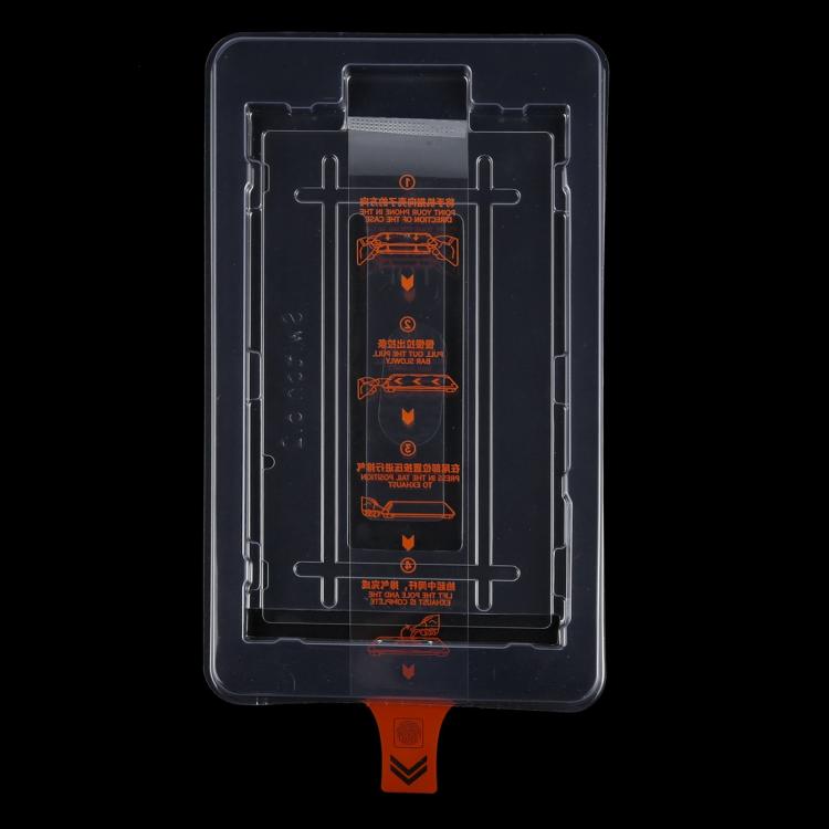 Curved tempered glass screen protector in clear alignment tray