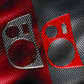 Red and black carbon fiber-look water cup panel stickers with large and small cutouts