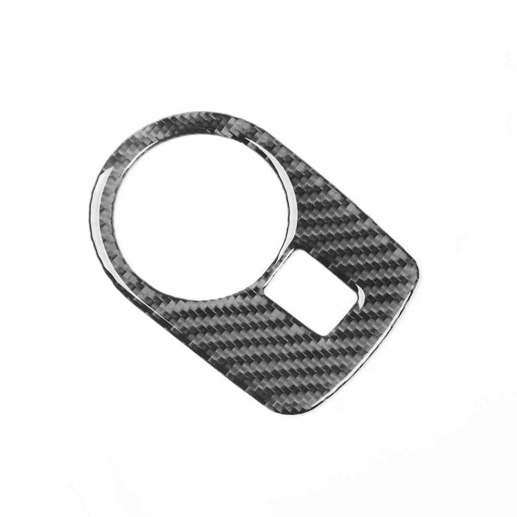 Black carbon fiber headlight switch panel trim sticker, curved shape with square slot